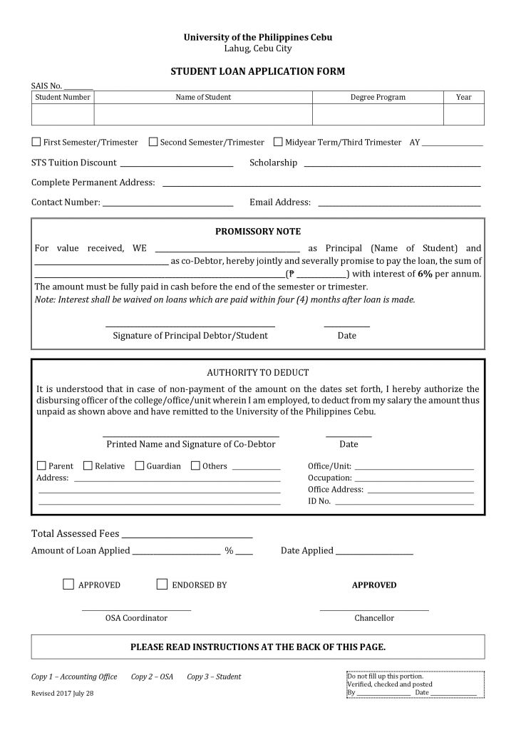 Student Loan Application Form