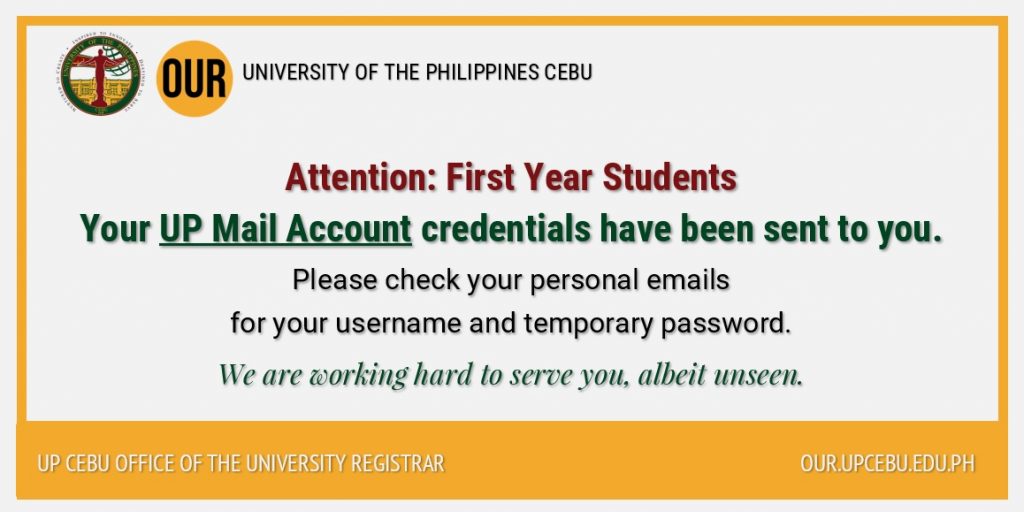 Up Express Email Your UP Mail credentials have been sent to you - Office of the ...